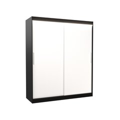 Skapis ADRK Furniture ar LED apgaismojumu Lincoln 180, balts/melns cena un informācija | Skapji | 220.lv