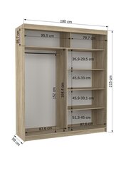 Шкаф ADRK Furniture со светодиодной подсветкой Lincoln 180, черный цвет/белый цвет цена и информация | Шкафы | 220.lv