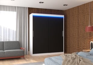 Skapis ADRK Furniture ar LED apgaismojumu Lincoln 180, melns/balts cena un informācija | Skapji | 220.lv