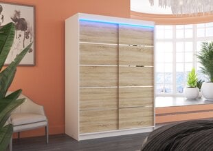 Skapis ADRK Furniture ar LED apgaismojumu Luft 150, smilšu/balts cena un informācija | Skapji | 220.lv
