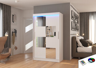 Skapis ADRK Furniture ar LED apgaismojumu Lugano 120, balts cena un informācija | Skapji | 220.lv
