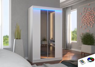 Skapis ADRK Furniture ar LED apgaismojumu Marvin 120, balts cena un informācija | Skapji | 220.lv