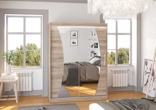 Skapis ADRK Furniture ar LED apgaismojumu Modesto 150, gaiši brūns cena un informācija | Skapji | 220.lv