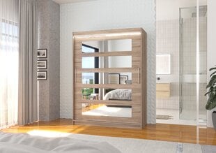 Skapis ADRK Furniture ar LED apgaismojumu Murani 150, brūns cena un informācija | Skapji | 220.lv