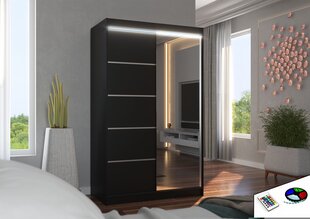Skapis ADRK Furniture ar LED apgaismojumu Nicea 120, melns cena un informācija | Skapji | 220.lv