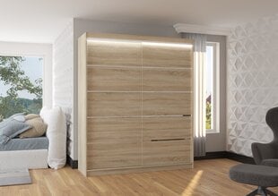 Skapis ADRK Furniture ar LED apgaismojumu Spectra 180, smilšu cena un informācija | Skapji | 220.lv