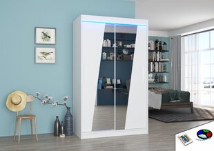 Skapis ADRK Furniture ar LED apgaismojumu Texas 120, balts cena un informācija | Skapji | 220.lv