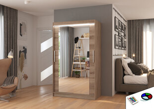 Skapis ADRK Furniture ar LED apgaismojumu Tibago 120, brūns cena un informācija | Skapji | 220.lv