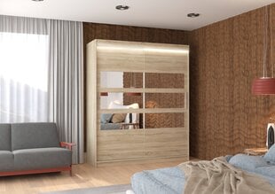 Skapis ADRK Furniture ar LED apgaismojumu Toledo 180, smilšu cena un informācija | Skapji | 220.lv