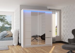 Skapis ADRK Furniture ar LED apgaismojumu Traves 180, balts cena un informācija | Skapji | 220.lv