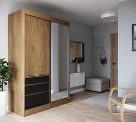 Шкаф ADRK Furniture с зеркалом Haidar 140, коричневый цена и информация | Шкафы | 220.lv