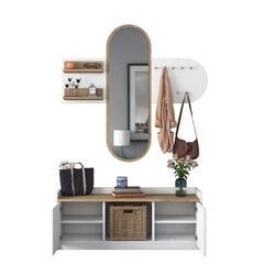 Комплект мебели для столовой с зеркалом, Asir, 120x45x40 см, белый цена и информация | Комплекты в прихожую | 220.lv