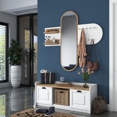Priekšnama mēbeļu komplekts ar spoguli Asir, 120x45x40 cm, balts cena un informācija | Priekšnama iekārtas | 220.lv