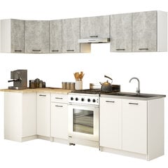 Комплект кухонных шкафчиков Akord Oliwia 3 м, белый/серый цвет цена и информация | Кухонные гарнитуры | 220.lv