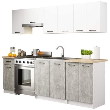 Комплект кухонных шкафов Akord Oliwia 2,4 м, белый/серый цвет цена и информация | Кухонные гарнитуры | 220.lv