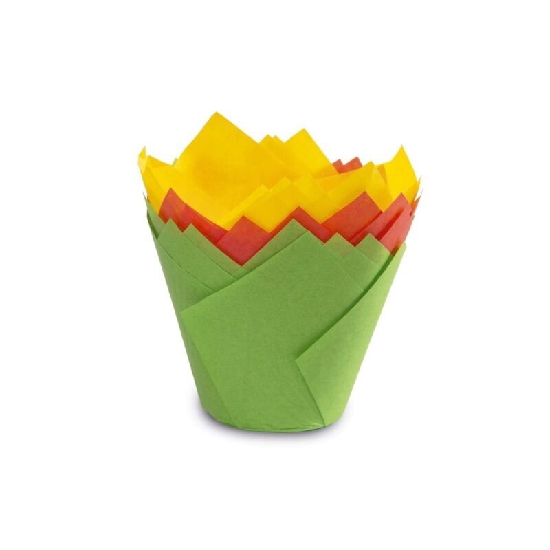 Kēksiņu papīra formiņas tulpes formas 12 gab. krāsainas Easy Bake &Oslash; 7.5 x 8 cm cena un informācija | Cepamais papīrs, trauki, formas | 220.lv