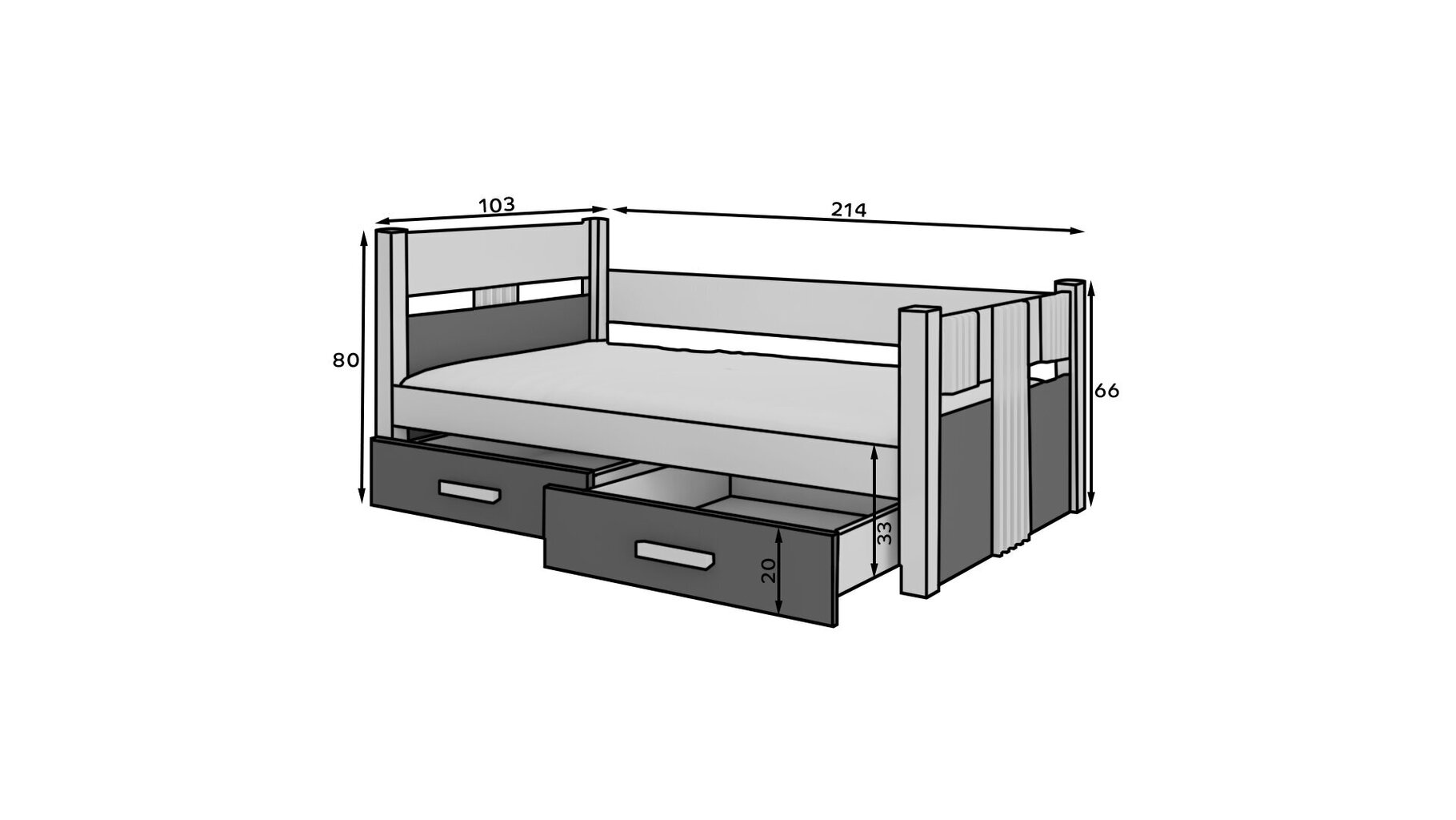 Bērnu gulta ADRK Furniture Bibi, balta/brūna цена и информация | Bērnu gultas | 220.lv