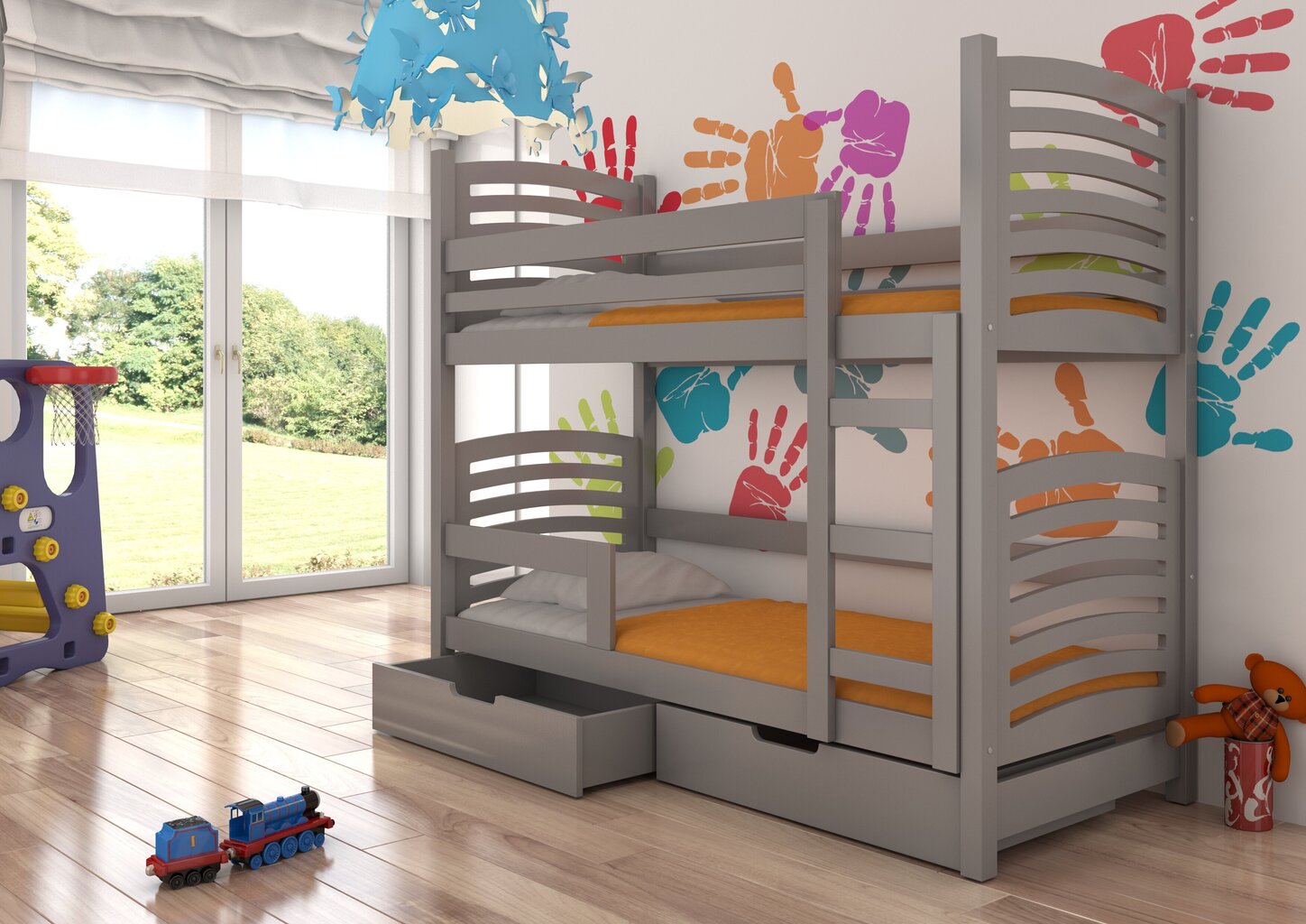 Bērnu gulta ADRK Furniture Osuna, pelēka cena un informācija | Bērnu gultas | 220.lv