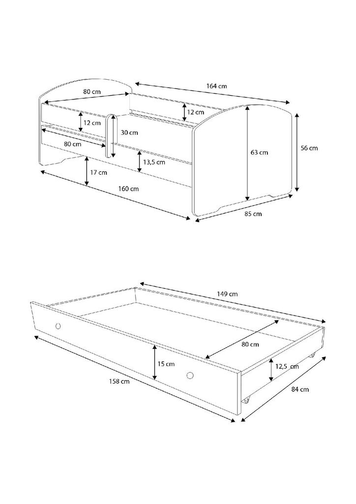 Bērnu gulta ADRK Furniture Pepe II, balta цена и информация | Bērnu gultas | 220.lv