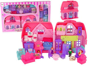 Saliekama leļļu māja ar piederumiem, rozā krāsā cena un informācija | Rotaļlietas meitenēm | 220.lv