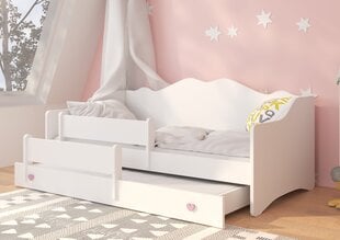 Bērnu gulta ADRK Furniture Emka II, balta/rozā cena un informācija | Bērnu gultas | 220.lv