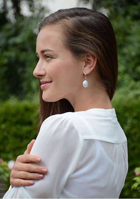 Sudraba auskari ar baltu pērli JwL Luxury Pearls JL0154 sJL0154 cena un informācija | Auskari | 220.lv
