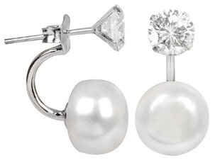 JwL Luxury Pearls Оригинальные серьги с настоящим жемчугом и кристаллом 2 в 1 JL0059 sJL0059 цена и информация | Серьги | 220.lv
