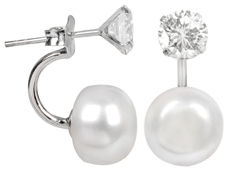 Oriģinālie auskari ar īstu pērli un 2in1 kristālu JwL Luxury Pearls JL0059 sJL0059 cena un informācija | Auskari | 220.lv