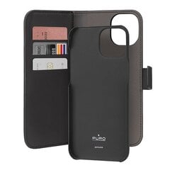 Puro Wallet Detachable iPhone 15 6.1" 2w1 czarny|black PUIPC1561BOOKC3BLK цена и информация | Чехлы для телефонов | 220.lv