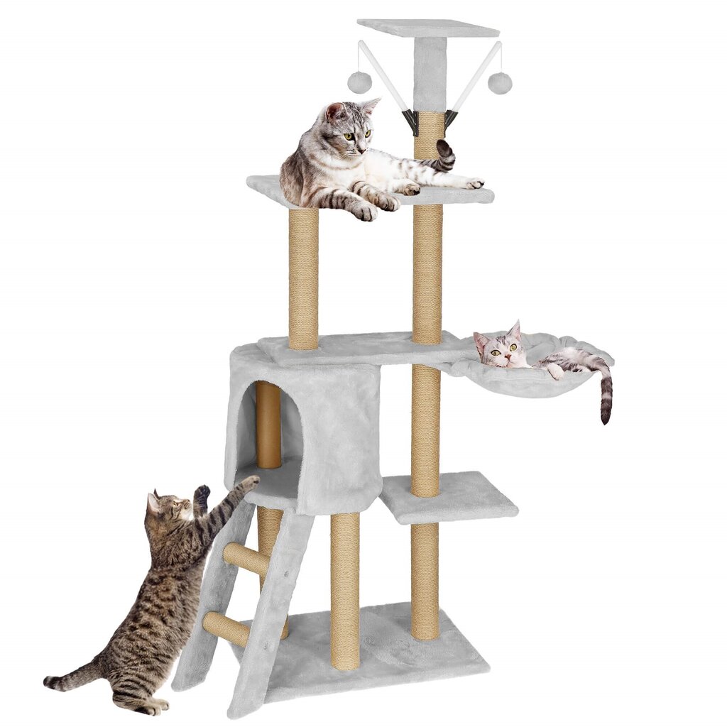 Daudzlīmeņu kaķu māja Springos PA1042 136 cm cena un informācija | Kaķu mājas, nagu asināmie | 220.lv