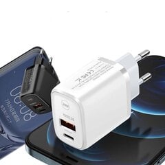 Сетевое зарядное устройство QC 3.0 USB C PD 20 Вт, белое цена и информация | Зарядные устройства для телефонов | 220.lv