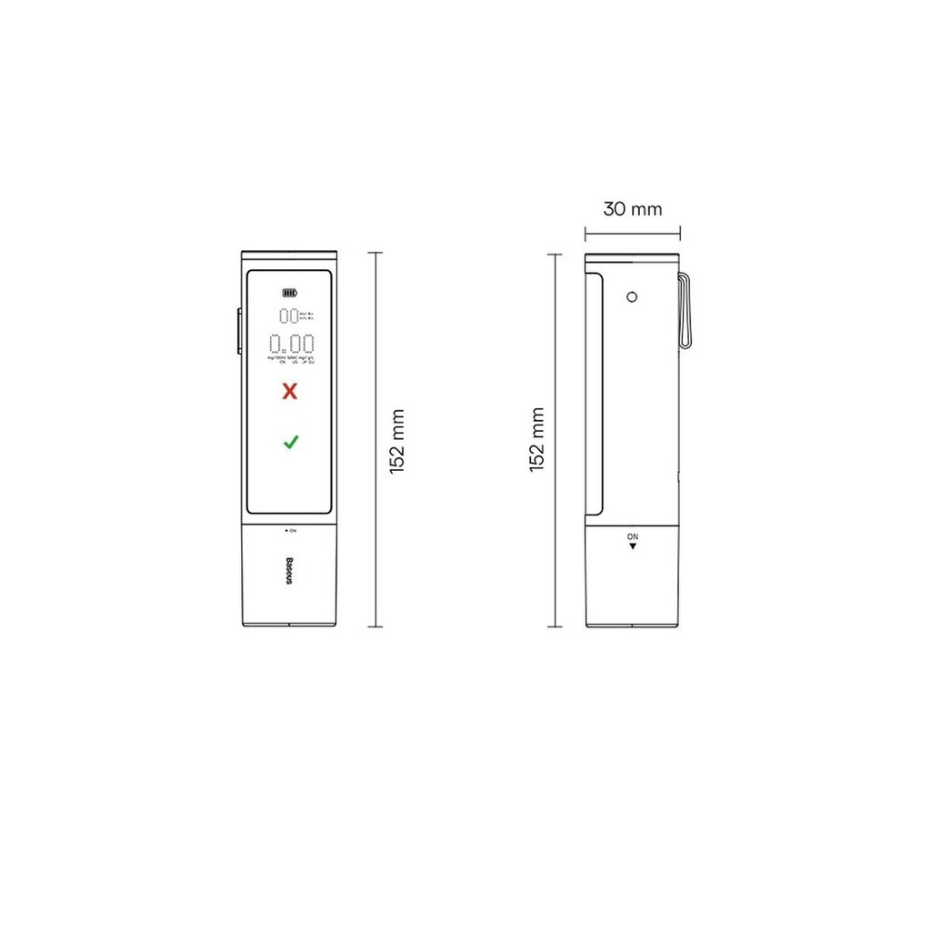 Baseus SafeJourney Pro elektroniskais alkometrs (pelēks) cena un informācija | Alkometri | 220.lv