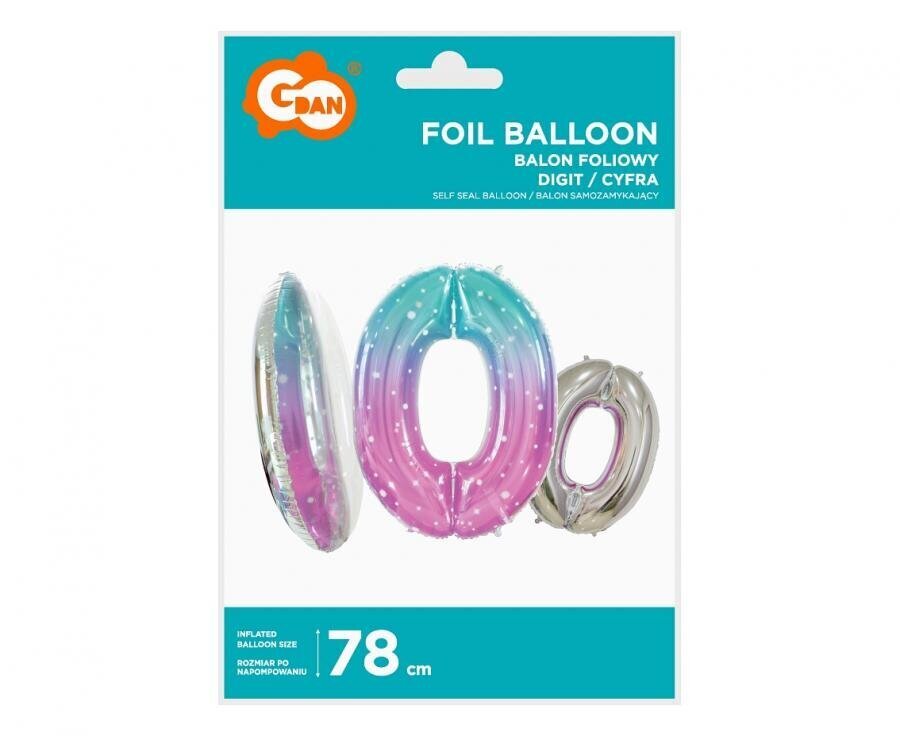 Folija balons cipars 0, 78 cm cena un informācija | Baloni | 220.lv