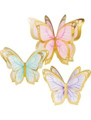 Бумажные декоративные бабочки, 3 шт. цена и информация | Праздничные декорации | 220.lv