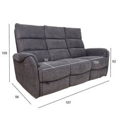Dīvāns BOWERS 3-vietīgs elektriskais recliner, pelēks cena un informācija | Dīvāni | 220.lv