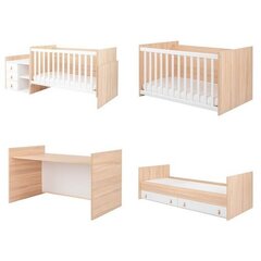 Кроватка 4 в 1 KikkaBoo Lorena, 60 x 120 см, серый/белый цвет цена и информация | Детские кроватки | 220.lv