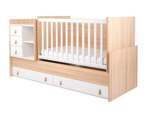 Кроватка 4 в 1 KikkaBoo Lorena, 60 x 120 см, серый/белый цвет цена и информация | Детские кроватки | 220.lv