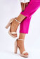 Zamšādas sandales uz papēža bēšā krāsā ir iespaidīgas cena un informācija | Sieviešu sandales | 220.lv