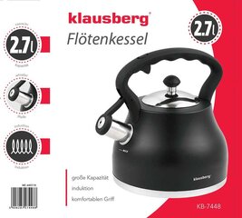 Klausberg tējkanna ar svilpi 2.7l kb-7448 цена и информация | Чайники, кофейники | 220.lv