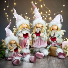 Декоративная новогодняя кукла 13 х 12 х 63 см розовая цена и информация | Рождественские украшения | 220.lv