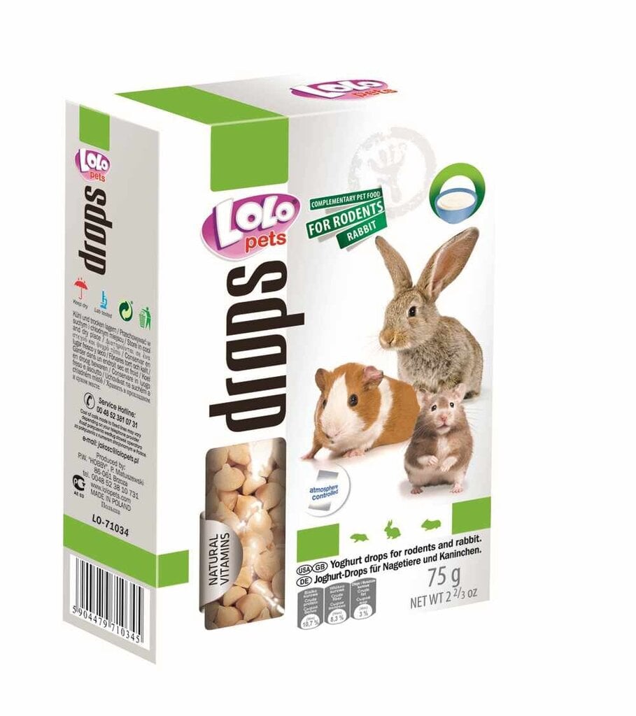 Kārumi grauzējiem LoLo Pets, 75 g cena un informācija | Barība grauzējiem | 220.lv