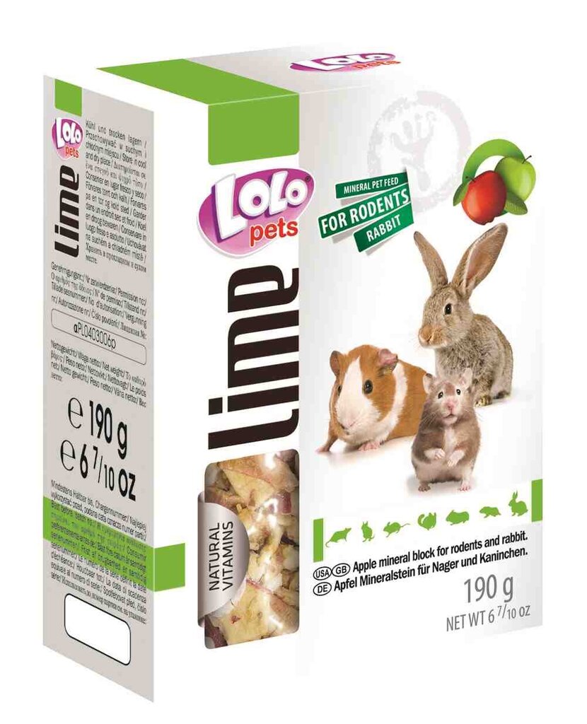 Minerālu akmens grauzējiem LoLo Pets, 190 g cena un informācija | Barība grauzējiem | 220.lv