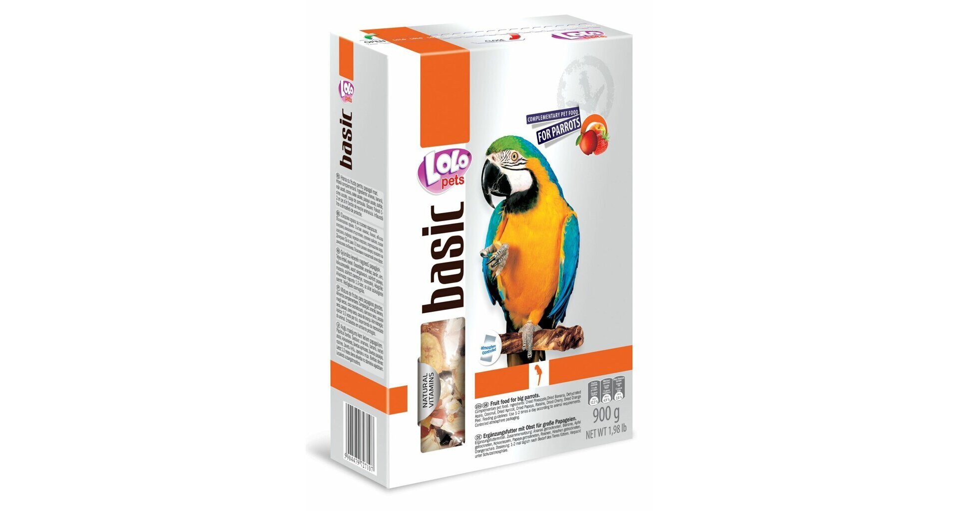 Papildbarība lielajiem papagaiļiem LoLo Pets, 900 g cena un informācija | Putnu barība | 220.lv