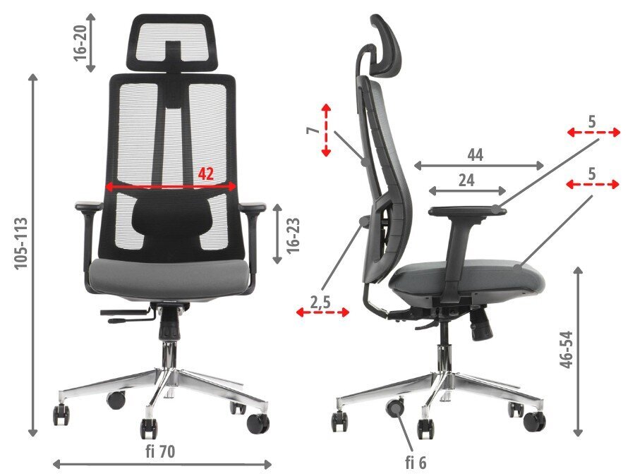 Biroja krēsls Stema Akcent, pelēks/melns cena un informācija | Biroja krēsli | 220.lv