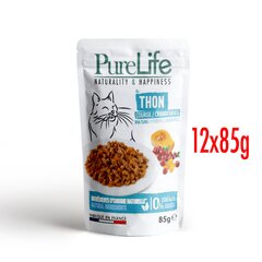 PureLife Tuncis, ķirbis un dzērvenes mercē, bez graudiem 12x85g cena un informācija | Konservi kaķiem | 220.lv