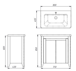 Шкафчик для ванной комнаты с умывальником Queen QN-80, коричневый цена и информация | Шкафчики для ванной | 220.lv