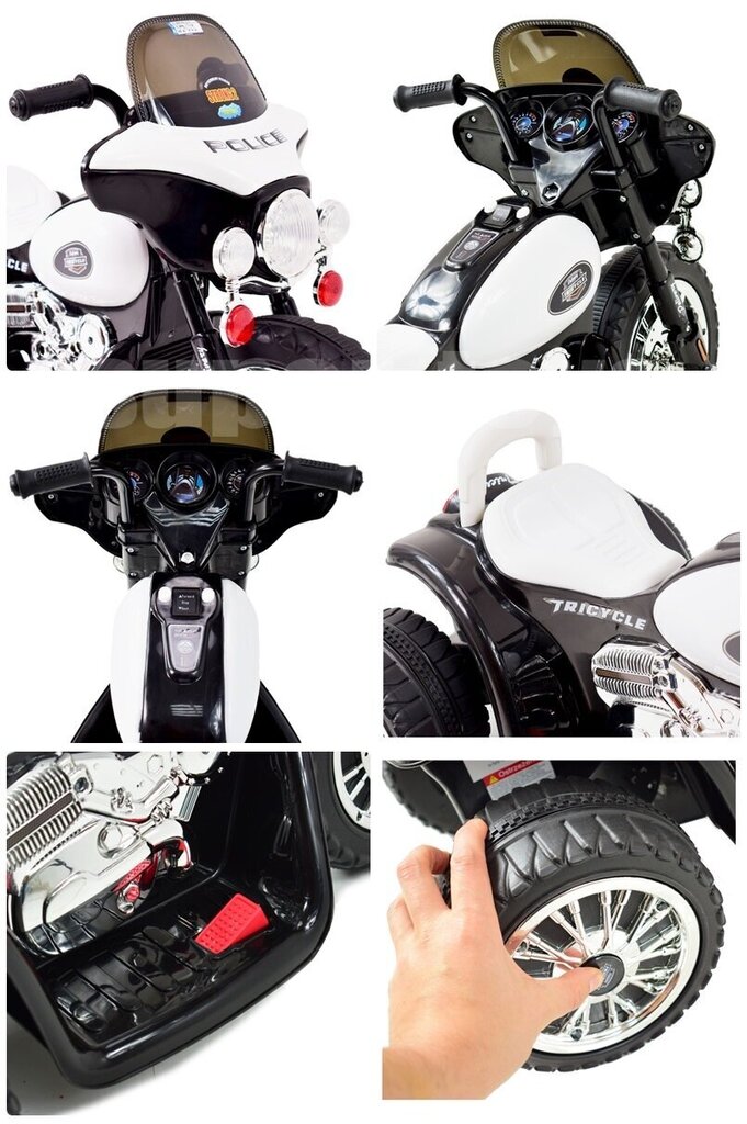Policijas motocikls ar dzinēju melns Super-Toys cena un informācija | Bērnu elektroauto | 220.lv