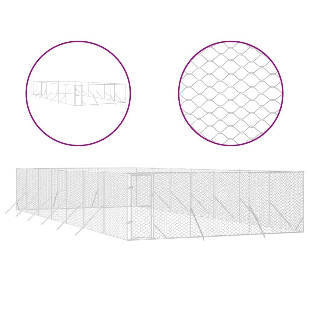 Suņu voljērs vidaXL, sudraba krāsā, 6x14x2 m cena un informācija | Suņu gultas, spilveni, būdas | 220.lv