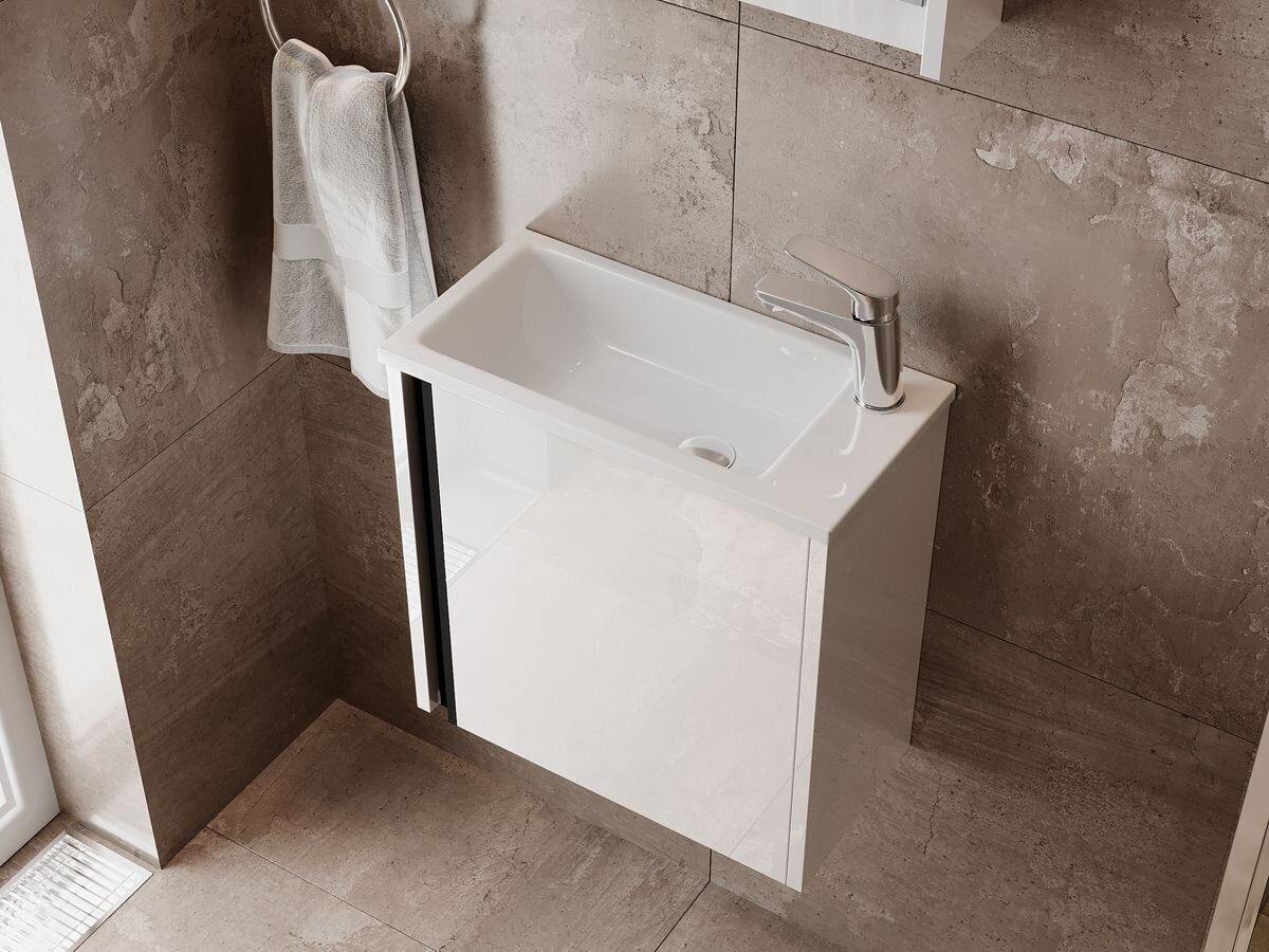 Vannas istabas skapītis ar izlietni Leo-50, balts cena un informācija | Vannas istabas skapīši | 220.lv