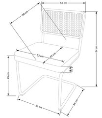 2-u krēslu komplekts K524, pelēks/sudrabains цена и информация | Стулья для кухни и столовой | 220.lv